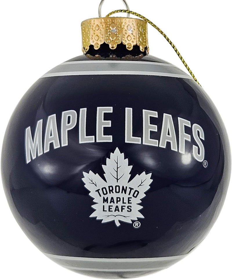 FOCO Toronto Maple Leafs Collector's Edition Maple Leafs Glass Ball Ornament – Represent The Blue and White and Show Your NHL Spirit with Licensed Toronto Maple Leafs Holiday Fan Decor - Image 1